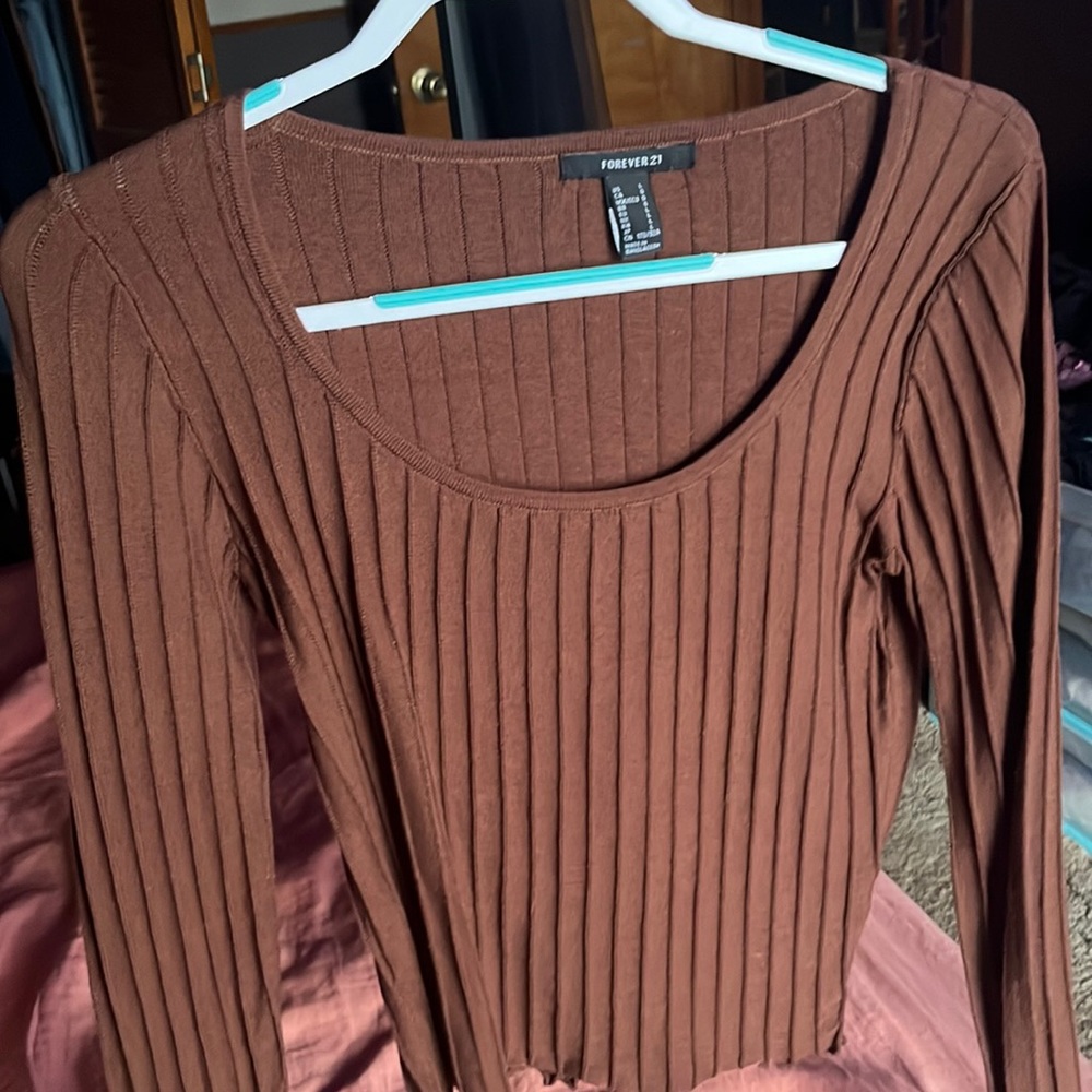 forever 21 brown ribbed long sleeve